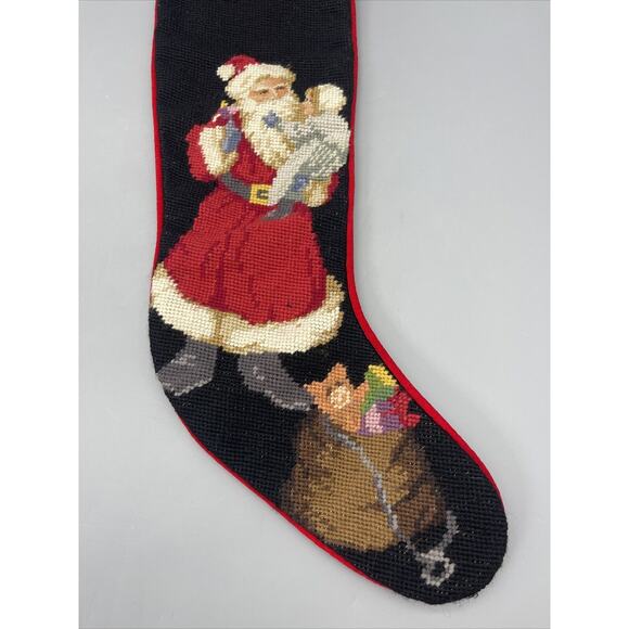 Imperial Elegance Wool Needlepoint Christmas Stocking Old World Santa w/Baby 20" - Picture 3 of 9